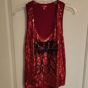 BONGO Women's Red Sequin London Tank Top-LG